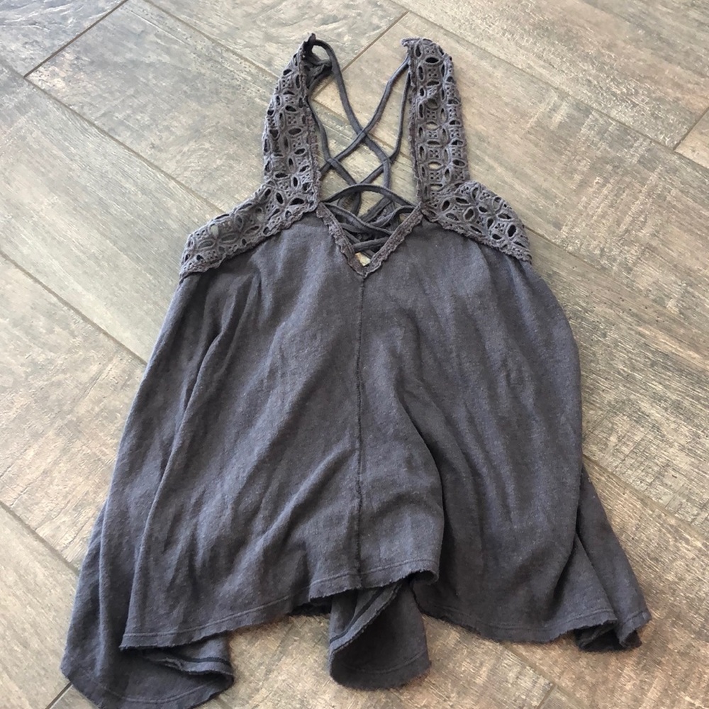 Free people grey tank top with detailing
